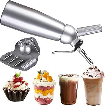 【中古】Ghbunuz 泡立て器 携帯式500ml 生クリーム 泡立て器 ング デザートツール ミルクフォーマー CO2 発泡性の泡 炭酸水メーカーアルミ合金 ハンドミ|AJIMURA-SHOP
