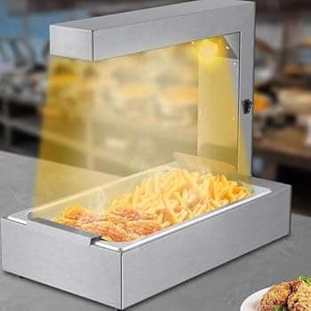 【中古】フライドポテトウォーマー、御役目用食料雑貨類ヒートランプ、揚げ物用ヒートランプ、取りはらい能力のあるな曲線状の形した水抜き御盆、バイキング食べ物屋用