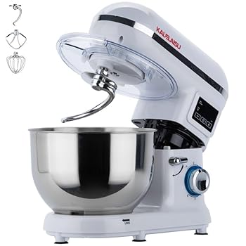 【中古】KALELAISU スタンドミキサー 5.5L大容量 3種類アタッチメント付き 99分タイマー機能 七段階速度調節 静音設計 一台三役 「練る」「混ぜる」「泡