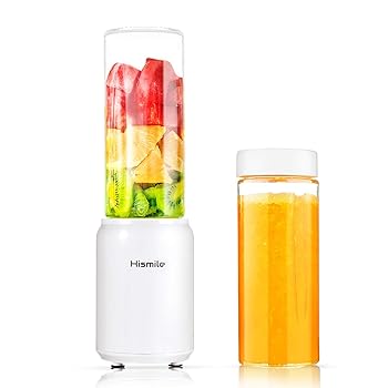 【中古】【未使用】Hismile コンパクトミキサー スムージーミキサー 氷も砕ける ハイパワー ガラス製容器 チタンコートカッター レシピプレゼント 日本品質保証とサ
