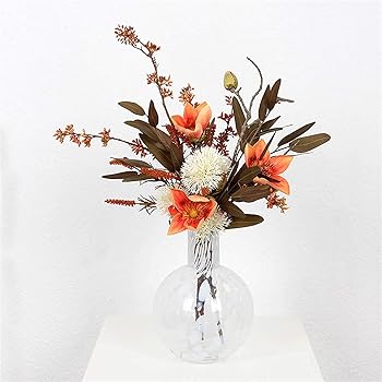 【中古】造花、鉢植えの造花、造花ブーケセット - 花瓶付きフェイクフラワー - ウェディングパーティー用の花、DIYホームデコレーション、テーブルセンタ