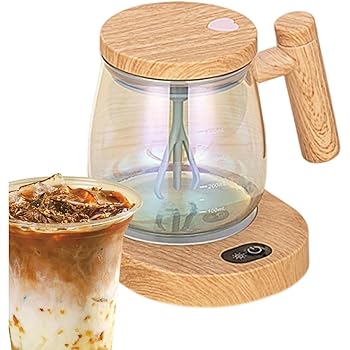【中古】【未使用】Yubbuio ミキシングカップ、ガラスミキシングコーヒーカップ、自動ミキシングカップ、マグカップ、コーヒーカップ 400ML、電動ミキシングカップ