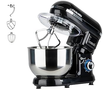 【中古】スタンドミキサー 卓上ミキサー 5.5L大容量 99分タイマー機能 パン用ミキサー 7段階速度調節 3種類アタッチメント 一台三役 「混ぜる」「練る」
