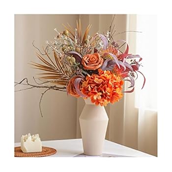 【中古】【未使用】混合色の造花セラミック花瓶シルクフェイクフラワーアレンジメント花瓶ポット付きフェイク植物盆栽ホームウェディング装飾用