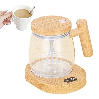 【中古】【未使用】自動撹拌コーヒーマグ | 電動高速ミキシングカップ - ミルク、プロテインパウダー、ホームオフィス、旅行用の充電式高ホウケイ酸ガラスミキシン