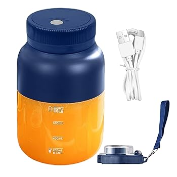 【中古】電気ジューサー、フルーツミキサー - 充電式タンパク質シェイクミキサー,大容量シェイクブレンダー、野菜用の漏れ前のキッチン用品、果物