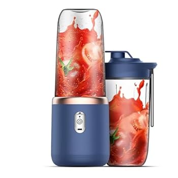 【中古】【Wixero】USB 充電式の携帯型家庭用ジューサー 400ml 大容量で、ボトルミキサー機能付き 6 枚刃で果実や野菜のジュース、スムージー作りが可能
