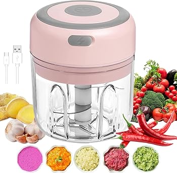【中古】【未使用】Kisigim みじん切り器 電動 チョッパー フードプロセッサー 野菜カッター みじん切りカッター 電気ガーリックビーター ガーリックプレス (ピンク