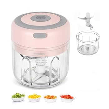 【中古】Sariny みじん切り器 電動 チョッパー フードプロセッサー 野菜カッター みじん切りカッター 電気ガーリックビーター ガーリックプレス (ピンク,