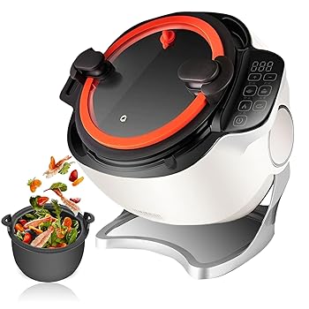 【中古】【未使用】6L インテリジェント自動調理機、3 ギア火力調整付き業務用フードプロセッサー、360°回転、スマートタッチスクリーン、ノンスティックポット自