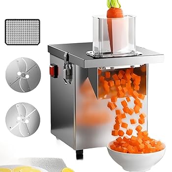 【中古】【未使用】多機能電動野菜カッター、商業ダイシングマシン、厚いステンレス鋼ボディ、2から4mmまで厚さを調整可能、250ワットパワーポテトスライシングマシ