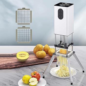 【中古】電動フライドポテトカッター、200Wお役目用ステンレス鋼スチール写真蔬菜クリーヴァ、9粍と12.5粍の刃付き添い人、ポテトチッパー弾丸道路切りおとす、お役目用勝手もと受け答え