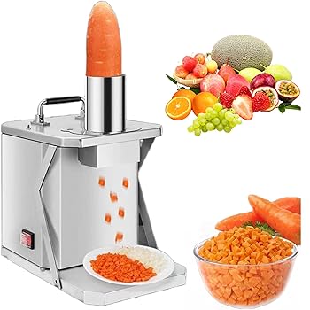 【中古】【未使用】電動野菜ダイサー、200W自動野菜ダイサー、15mmブレード付き、200Rpm、2.75インチの大口径供給ポート、ステンレススチールボディ、レストラン、