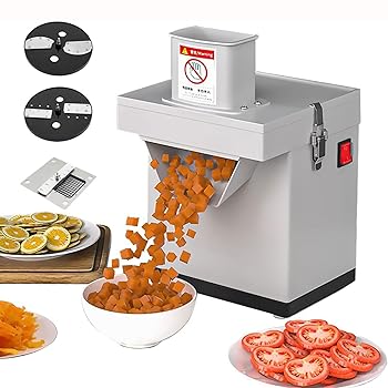 【中古】3 in 1 業務用野菜ダイサー、3枚刃付き電動野菜スライサーシュレッダー、自動ジャガイモ玉ねぎニンジンダイシングキューブ切断機野菜チョッパー|AJIMURA-SHOP