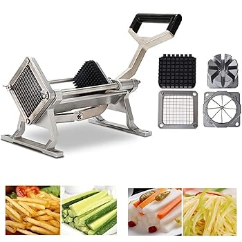 【中古】ポテトスライサー フライドポテトカッター ステンレス鋼製 ジャガタラ芋截断機 型4つ付き添い人 お役目用蔬菜スライサー 1/4in 3/16in 3/8in 8点ナ