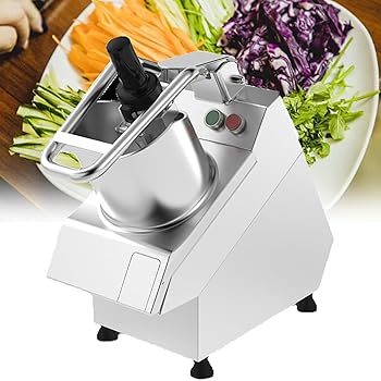 【中古】【未当て嵌める】電動蔬菜ダイサー、550Wお役目用果物と蔬菜クリーヴァ、カッターブレード6枚付き添い人、毎時200-250kg、300RPM/分、ジャガタラ芋、玉葱、胡瓜、ニン