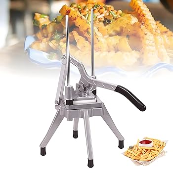 【中古】フライドポテトカッター、垂直手動ポテトカッター、3種類のグリッド刃が利用可能(1/2インチ、3/8インチ、1/4インチ)、吸盤付き業務用フライドポ