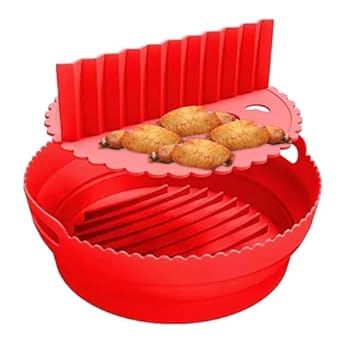 【中古】【未使用】シリコンエアフライヤーライナー|再利用可能な食品グレードのシリコン航空輸送業者ライナー|多目的、ノンスティックラウンドオーブンベーキング