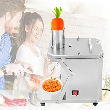 【中古】200W 自動野菜チョッパー、8/10/12mm スライストレイ付きフードプロセッサー、業務用フルーツダイサーシュレッダー、2.75インチ大口径給餌ポート