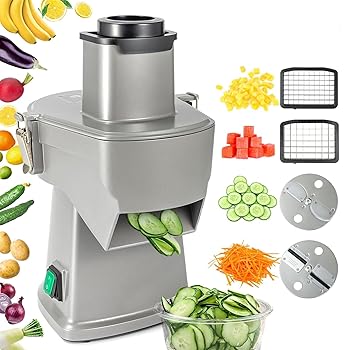 【中古】200W 電動野菜チョッパー、スライス、シュレッディング、ダイシング、ストライプ機能付き野菜フードカッター、厚さ調節可能なブレード、業務用家
