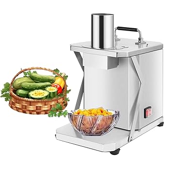 【中古】200W 電動野菜チョッパー ダイサー、シュレッダー、カッター 自動フードプロセッサー 6/8/10/12/15mm キューブダイス付き 玉ねぎ、ニンジン、キ