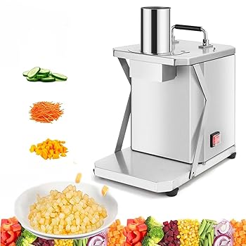 【中古】電動野菜ダイサー（業務用）、野菜チョッパー＆ダイサー（6/8/10/12/15mmキューブダイス付き）、業務用グレード200Wフードプロセッサー（玉ねぎ