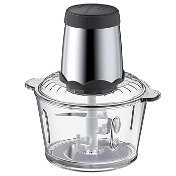 【中古】[qiukala]フードプロセッサー 2025新モデル 電動チョッパー 2L/3L大容量 300W超強力モーター 304ステンレス4枚刃 USB充電式 2段階スピード 一台