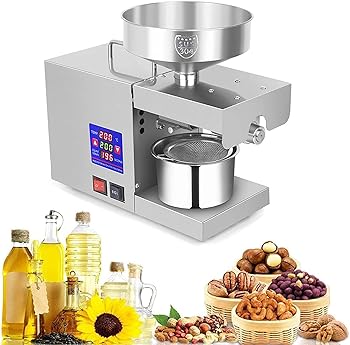 【中古】610W 自動オイルプレス機 業務用ステンレススチールオイルエクスペラー 家庭用コールド/ヒートオイルプレス抽出器 LCDディスプレイ付き 乾燥ココ