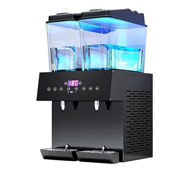 【中古】二重シリンダー飲料ディスペンサーマシン、LEDディスプレイ付き26L業務用ドリンクディスペンサー、冷温のデュアル温度、ホットチョコレートコー