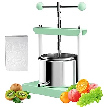 【中古】チーズチンキハーブフルーツワインプレス、手動2L野菜プレス、フィルターバッグ1個/Tハンドル/ステンレススチールバレル付き、ジュースメーカー