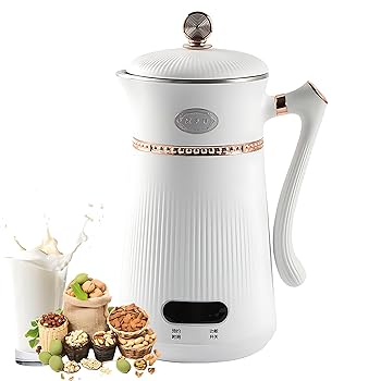 【中古】【未使用】ミニ豆乳メーカー、1L多機能電動ジューサー、12時間タイマー&2時間保温、スマートタッチ、6-in-1自動静音ナッツミルクメーカー、豆乳、アーモン