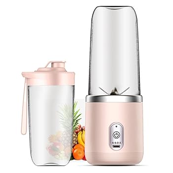 【中古】【未使用】スムージーとシェイク用のポータブルブレンダー | 充電式 USB 付きパーソナルブレンダー,6 ステンレス鋼の刃、オフィス、スポーツ、旅行、ジム用