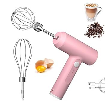 【中古】【未使用】充電式ハンドヘルドミルクブレンダー電動ワイヤレスブレンダー多機能ミルク泡立て器(ピンク)
