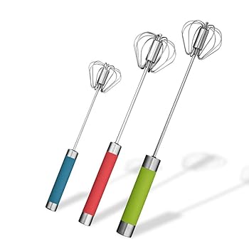 【中古】【未使用】ステンレススチール 半自動 卵泡立て器 - 3個 ハンドプッシュ回転泡立て器 ブレンダー
