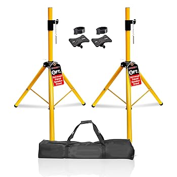 【中古】5コア ユニバーサル PA DJ 三脚スピーカースタンド ペアキット 高さ調整可能 構造 高耐久 スチール製 軽量 移動が簡単 安全 ピン スクリューロッ