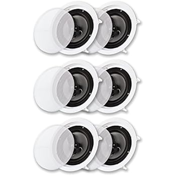 【中古】Acoustic Audio CS-IC83 天井用 8インチ スピーカー 3ペアパック 3ウェイ ホームシアター 2100ワット