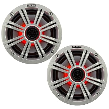 【中古】【未使用】KICKER 6.5インチ ホワイト LED マリンスピーカー (数量2) OEM交換用スピーカー1組