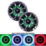 【中古】wet sounds REVO 6-XSG-SS ガンメタルXS/ステンレスグリル 6.5インチ マリンLED同軸スピーカー RGB LEDスピーカーリング付き