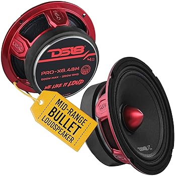 【中古】DS18 PRO-X6.4BM ラウドスピーカー 6.5インチ ミッドレンジ レッドアルミニウム弾丸 最大500W RMS 4オーム プレミアム品質オーディオドアスピー｜AJIMURA-SHOP