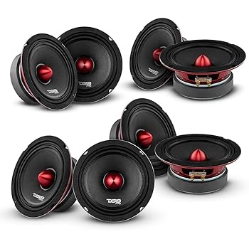 【中古】DS18 PRO-X6.4BM ラウドスピーカー - 6.5インチ、ミッドレンジ、レッドアルミニウムブレット、最大500W RMS、4オーム - プレミアム品質オーディ|AJIMURA-SHOP