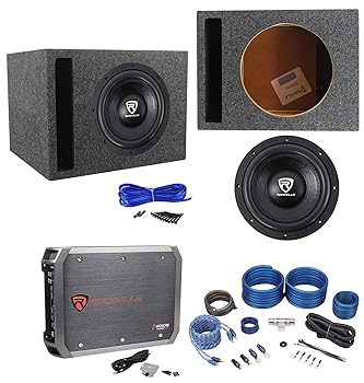 【中古】Rockville W10K6D2 V2 10インチ 2000w サブウーファー+通気サブボックス+モノアンプ+アンプキット