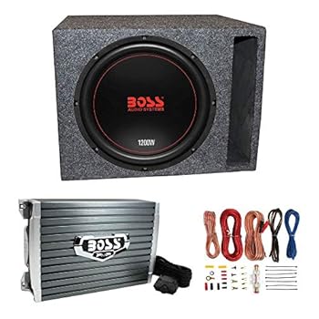 【中古】Boss Chaos Exxtreme CXX124DVC 12インチ 1200W 4オーム サブウーファー QSBASS12-VENTED 通気サブウーファーエンクロージャボックス、AR1500M｜AJIMURA-SHOP