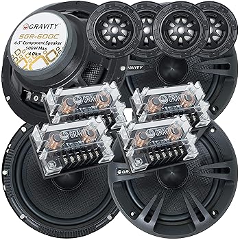 【中古】Gravity 600C 6.5in 2通い路 カーオーディオコンポーネントスピーカーシステム 6-1/2in (低音部4本、ツイーター4本、クロスオーバー4個) 2