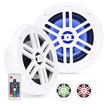 【中古】【未使用】BELVA BMRGBWH 500W ピーク (250W RMS) 6.5インチ 2ウェイホワイト同軸マリンスピーカー マルチカラーLED照明付き ボート/ATV/UTV/SxS/パワース|AJIMURA-SHOP