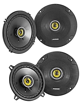 【中古】KICKER (2) 46CSC654 6.5in 600w カーオーディオスピーカー + (2) 46CSC54 5.25in 450w 金棒引き