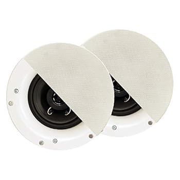 【中古】Acoustic Audio R192 フレームレス 天井/壁 スピーカー ペア 2ウェイ ホームシアター サラウンド スピーカー