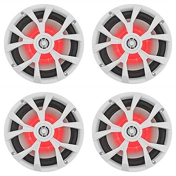 【中古】Rockville RKL80MW 8インチ 900ワット ホワイト 2ウェイ マリンボートスピーカー LED付き 4個