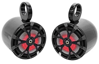 【中古】【未当て嵌める】Rockville (2) RKL80MB 8in 900ワット 米国海兵隊員 ウェイクボード LED 楼観金棒引き 黒いこと