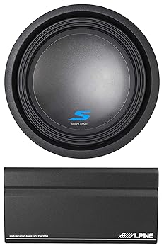 【中古】Alpine S-W12D2 12インチ 1800w カーオーディオサブウーファー サブ+モノアンプ パワーパックアンプ