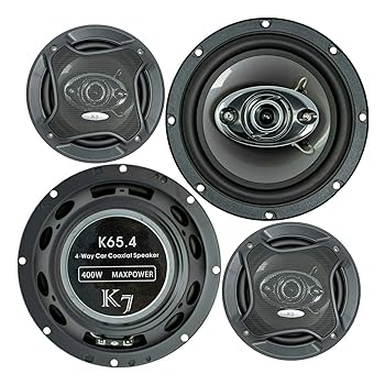 【中古】4X Audiotek K65.4 800ワット ピークパワー 6.5インチ 3ウェイ カーオーディオ ステレオ 同軸スピーカー ラバーコーティング布スピーカー サラウ